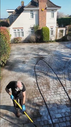Pressure Washing Magic: Transforming Driveways in Minutes! #shorts
