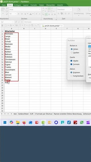 PlanMaker Ausfüllliste