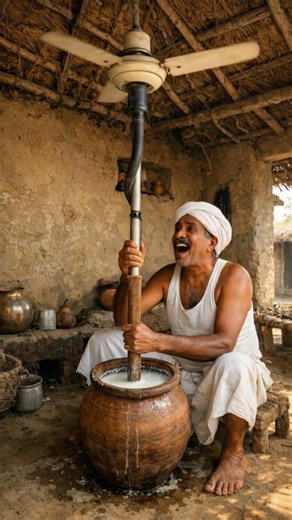 Desi Jugaad Machine 😱 Fan se Banai Chaas | Indian Farmer Amazing Village Technology #shorts