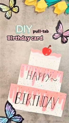 DIY pull-tab birthday card 💖🤩#diybirthdaycard #aesthetic #diy #shorts #birthdaycard