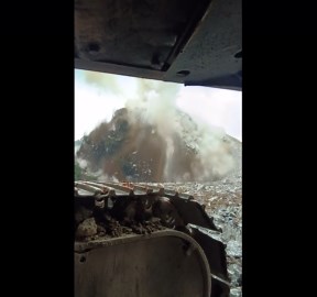 Fascinating controlled explosion on a small hill in Guangxi, China