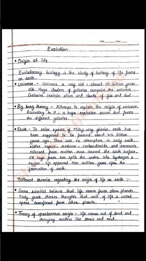 Class 12 Biology | Evolution handwritten notes | CBSE | NCERT | JEE | NEET | BSEB | NOTES | BIOLOGY