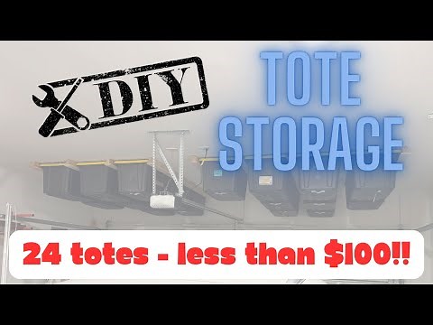 #DIY Ceiling Mounted Tote #Storage | Heavy Duty Overhead #Garage #Organizer for 27-Gallon Totes