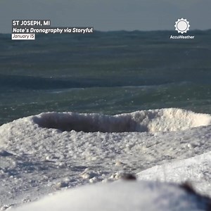 Stunning ‘ice volcanoes’ captured on Lake Michigan! These form when waves push water through ice shelves, creating cone-shaped eruptions. 🧊🌋 | AccuWeather