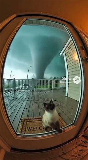CCTV Catches Siamese Cat Crying for Rescue From🌪️#shorts #animals #wildlife #funny