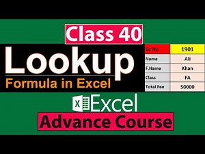 How to Use Lookup Formula in Excel in Urdu - Class No 40