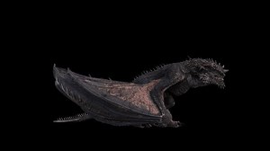 Realistic Dragon Idle Animation isolated on a black background.effect background footage motion graphics overlay 4K drag and drop editing software supporting blending modes ProRes 4444 codec , 25FPS.