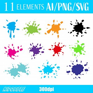 Color Splatter Clipart Vector Art Digital Design Paint Graphics Artistic Illustration Colorful Splash Vector Set - Etsy Canada