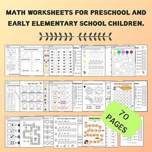 Basic Math Worksheets for Preschool and Early Elementary School Children. - Etsy Canada