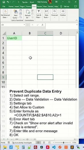 Prevent Duplicates in Excel - Excel Tips and Tricks #shorts