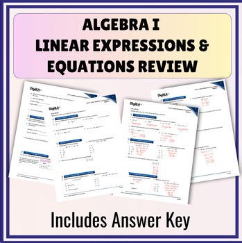 Algebra I Linear Expressions & Equations Review (Editable + Key)