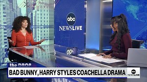 3K views · 43 reactions | THE DROP: Bad Bunny, Harry Styles Coachella drama, AI-generated music sparks conversation, Iniko's Jericho debuts on Billboard's charts. ABC Contributor Megan Ryte has the top music stories. | ABC News Live | Facebook