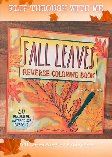 Flip through with me! Fall Leaves Reverse Coloring Book. 50 beautiful pages of watercolor designs for a fun and relaxing activity! Grab your favorite pen and just start outlining, tracing, doodling…whatever and however you want! No rules, just fun! Available on Amazon! 🍂🍁🌿 #reversecoloringbook #fallcoloring #inktherapy #stressrelief
