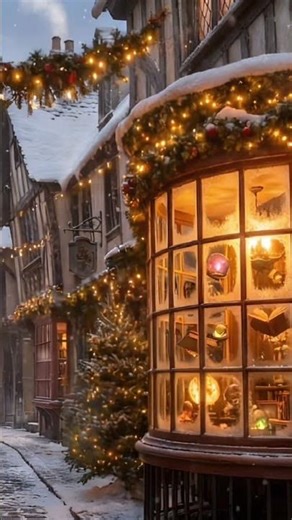 Cozy snowfall in a Christmas alley🪄