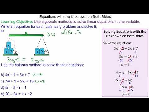 Solving equations with the unknown on both sides