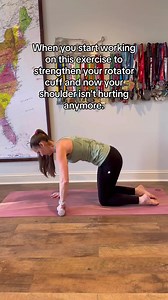 Build rotator cuff strength and reduce shoulder pain with this exercise! #shoulderpain #shoulderworkout #shoulderpain #rotatorcuffrehab | Dr. Stephanie Ridgway
