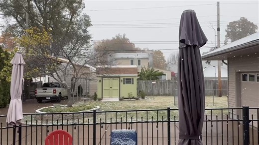 First snow of the season 2025. 70-degrees this past Saturday. 70-degrees predicted Friday. Indiana weather is so much fun. | Genie Garner