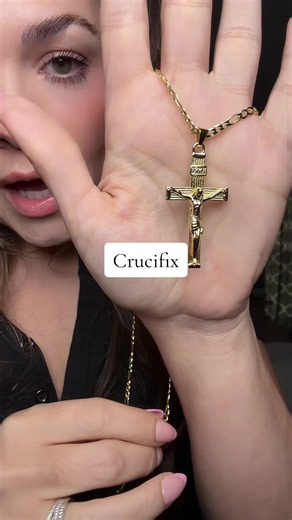 14k Gold Plated Crucifix Mens Necklace – Catholic Cross Pendant