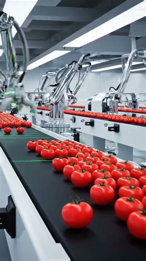 You’ve never seen tomatoes like this before 😳🍅Inside a modern tomato paste factory!