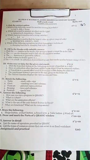 computer science question paper 🗞️🗞️ Half yearly question paper 🗞️📜