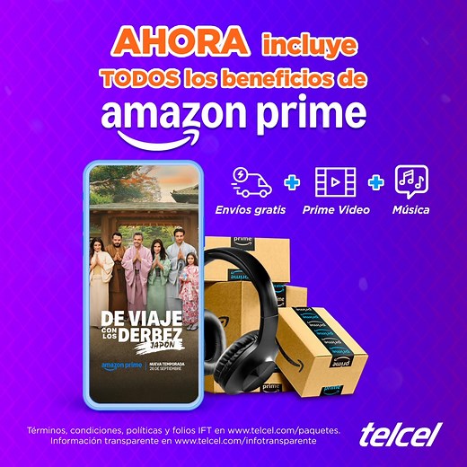 Ahora con tu Paquete $270 cuenta con todos los beneficios de Amazon Prime | Telcel
