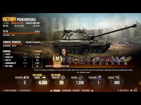 CS-53, Ace Tanker (#362), 3 Kills, 5.7k damage combined (WOT Modern Armor - Battle Tier: VIII)
