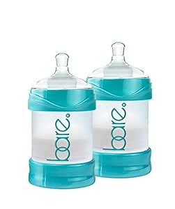The Upright Bottle - Bittylab Bare Air-Free 4oz Twin for breastmilk or Baby Formula, Anti-Reflux, Anti-Colic, Anti-Gas, Fuss or Sleep Troubles. with Easy-Latch Nipples. 0-6 Months.