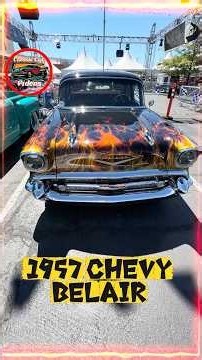 1957 Chevy Belair flames #classiccars #FlamingBelAir #ClassicCarHeat #57ChevyStyle #HotAugustNights