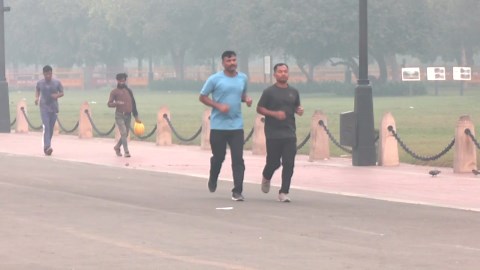 Drone shows New Delhi covered in smog after Diwali celebrations