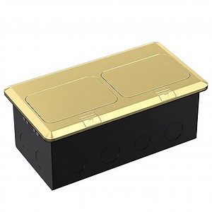 [Hot Item] Dual Pop-Up Floor Box Electrical Socket 20A 3-Port RJ45 Datacom Receptacle Golden