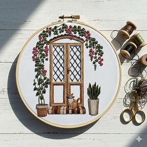 Floral Door Hand Embroidery, Floral Door Embroidery Design, Instant Download (PDF Template) - Etsy