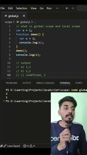 Global and Local Scope in #js #coding #javascript #codingbat