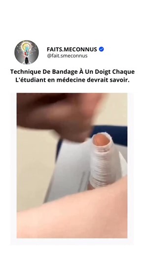 Faits.Meconnus on Instagram: "Cette technique simple de bandage à un doigt est couramment enseignée en formation médicale. Il aide à sécuriser correctement les blessures, à gagner du temps et à améliorer les compétences de base en premiers secours. De petites techniques comme celle-ci font une grande différence dans les situations médicales réelles. #viralereels #viral #reels #explore #virale"
