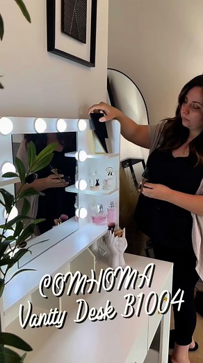 Anna C | UGC Creator on Instagram: "✨Getting ready has never been easier with my new COMHOMA Vanity Desk B1004 ✨ It has a lighted mirror with 3 modes, tons of storage, and even a built-in charging station for all my devices 💄📱 Perfect upgrade for my bedroom space! @comhoma.official 🛍️🔗 https://comhoma.com/products/comhoma-vanity-desk-with-large-storage-lighted-mirror-and-power-outlet-b1004?variant=46002470650010&utm_source=Instagram+&utm_campaign=ANNAC ✨Also link in bio 👆 #comhoma #VanityGo