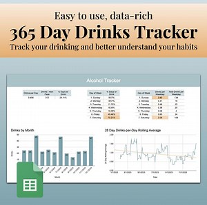 365 Day Alcohol Tracker Spreadsheet: Personal Wellness (google Sheets) - Etsy UK
