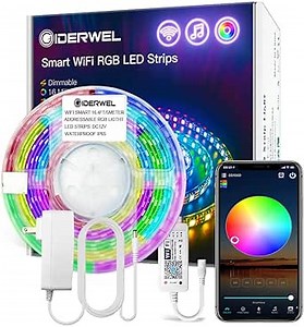GIDEALED Smart Control Dreamcolor RGBIC Strip Lights Kit,16.4ft WiFi LED Lights Work with Alexa and Google Assistant,16 Million Colors for APP/Voice/Music Sync Control Addressable LED Light Strips