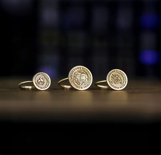 Solid Gold College Class Ring for Women, Delicate Engraved Graduation Gift Jewelry, Custom School Ring Minimalistic, Gold Graduation Ring - Etsy