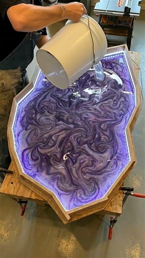 AMAZING Purple Epoxy Resin Table Build! 🌌 #Shorts #Satisfying