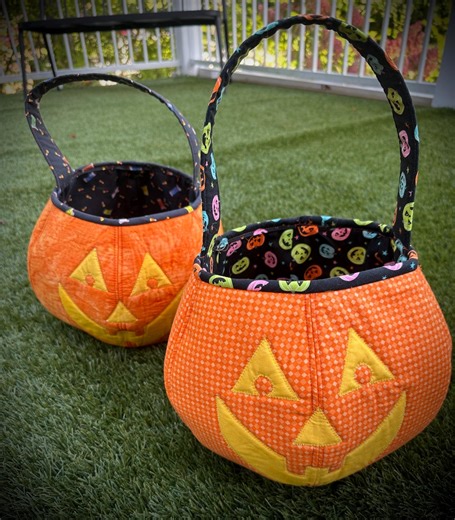 Halloween Jacko'lantern Tote Bag Sewing Pattern | DIY Quilted Candy Bag for Trick or Treat | Pumpkin Appliqué PDF Tutorial - Etsy