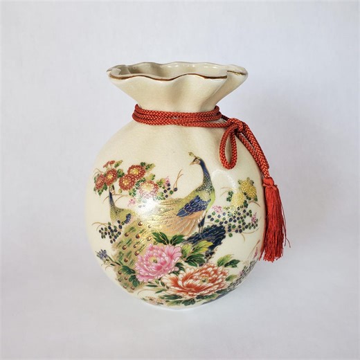 Vintage Satsuma-style Japanese Ruffled Peacock Vase - Etsy