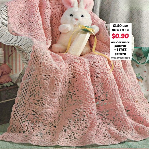 RETIREMENT-SALE*** Vintage Crochet Baby Blanket Pattern - Easy Lacy Afghan Heirloom Baby Shower - Etsy