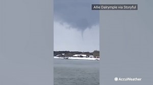 6.1K views · 84 reactions | Residents called it a “snownado” but it was most likely a waterspout – still rare to see with snow on the ground. https://bit.ly/3beYJzN | AccuWeather | Facebook