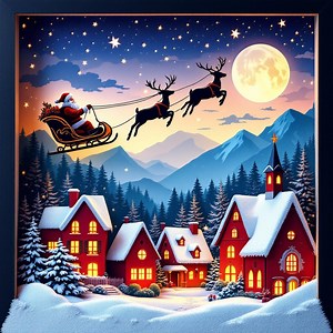 Christmas Shadow Box SVG | Santa Flying Over the Village 3D Layered Paper Cut Lightbox Template | Cricut & Glowforge Holiday Design - Etsy