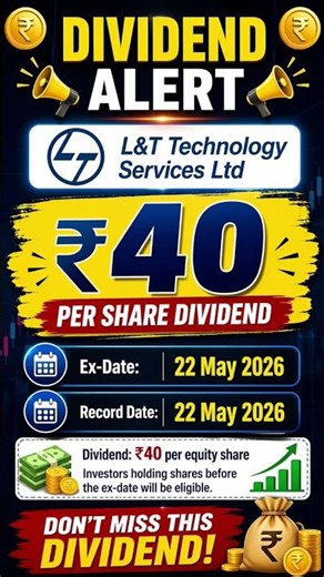 L&T Technology Services ₹40 Dividend 💰 | Ex-Date 22 May 2026 | Don’t Miss!
