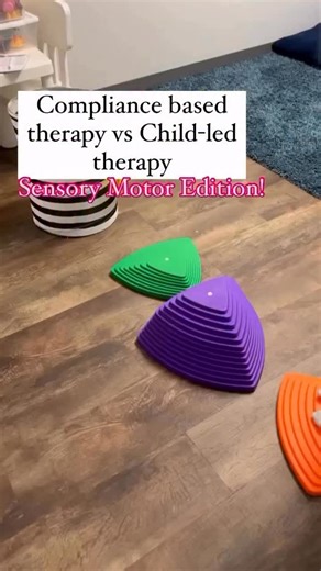 This week we’re talking all things sensory-motor! We wanted to show you the differences you might see between therapy that is compliance based and therapy that is child-led. Movement doesn’t have to be a “break” during therapy. We can incorporate it into therapy. Honor and support the child’s need to move AND still provide language support. Remember: All play is okay. Our job is to meet children where they are, follow their lead, and build connection and language from there not to force a certai