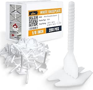 ALBO Tile Leveling System Base Plates 1/8" - 250 PCS - Professional Floor & Wall Spacers, Anti-Lippage Installation Clips for All Tile Formats, Self-Leveling Spacer System