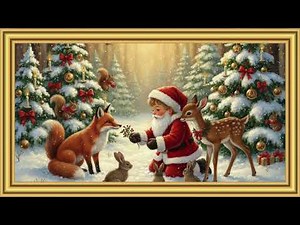 Magical Christmas Screensaver | Santa Child in Winter Forest with Animals | 4K Holiday Ambience
