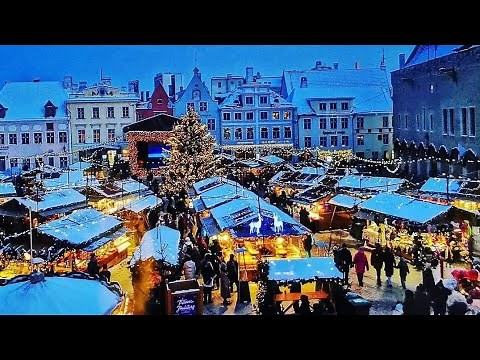 Christmas market 🎄 snow walk in Helsinki Finland | 4K Holiday Vibes #travel #christmas