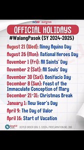 Official Holidays and School Breaks for SY 2024-2025 | DepEd Click