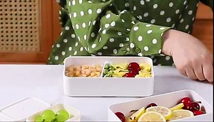 Original Bento Box Lunch Box Japanese Style 2 Layer Food Containers with Utensils Spoon and Fork Bundle Divider Salad Box for Men Women(White)